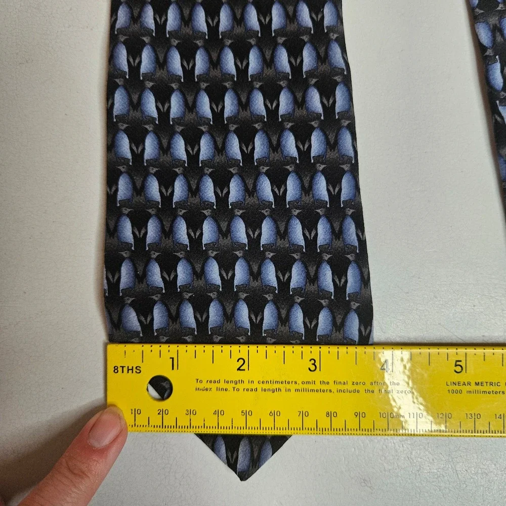Endangered Species Tuxedo Penguin Silk Tie Blue‎ Grey Black Novelty ES 001-011